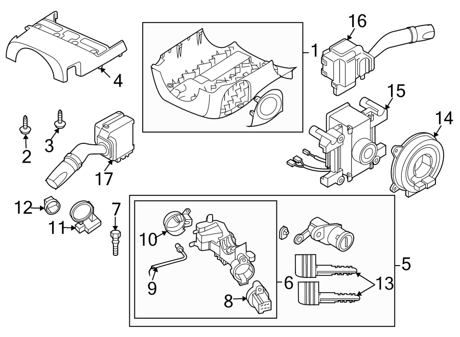 Diagram STEERING COLUMN. SHROUD. SWITCHES & LEVERS. for your 2021 Mazda MX-5 Miata  Club Convertible 