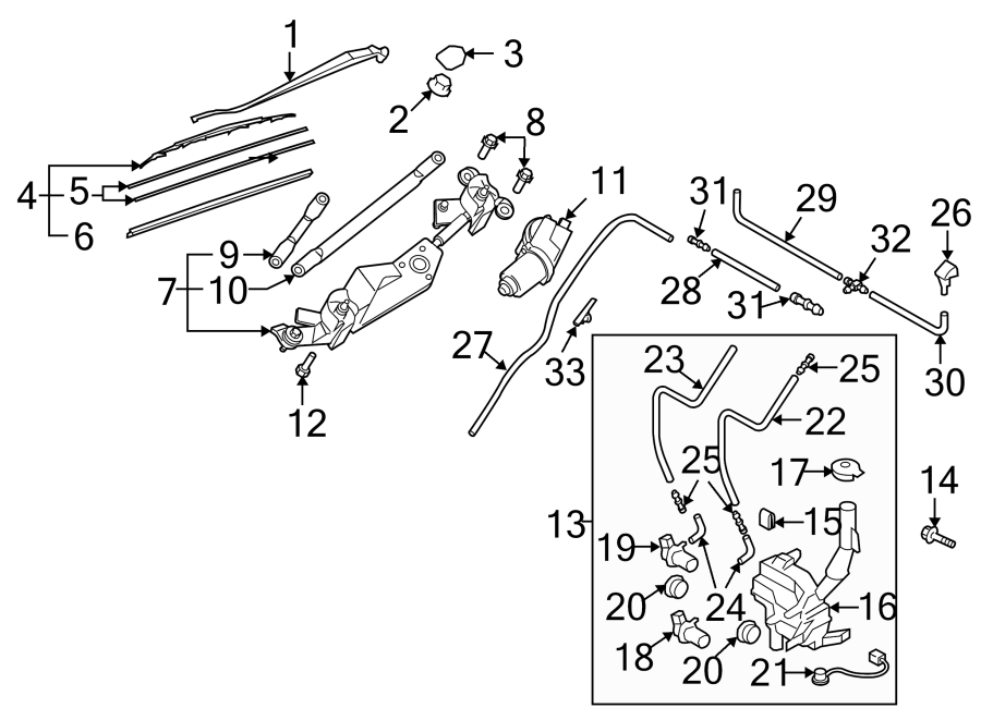 Diagram WINDSHIELD. WIPER & WASHER COMPONENTS. for your Mazda CX-9  