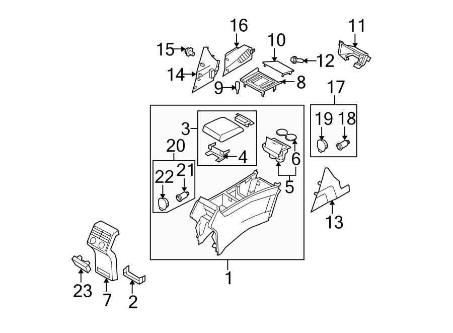 Diagram CENTER CONSOLE. for your 2022 Mazda CX-5 2.5L SKYACTIV A/T AWD 2.5 S Carbon Edition Sport Utility 