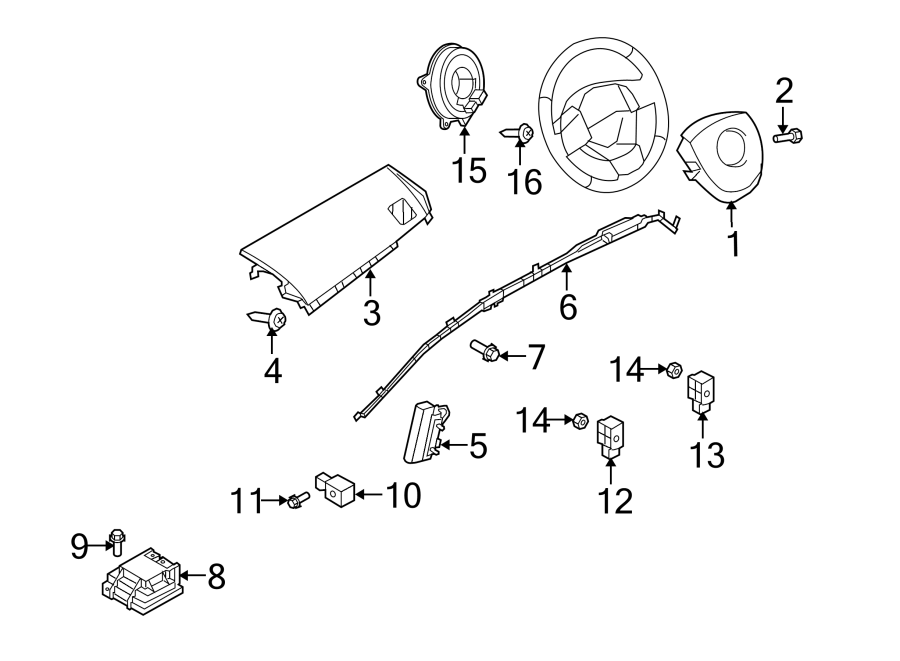 Diagram RESTRAINT SYSTEMS. AIR BAG COMPONENTS. for your 2019 Mazda MX-5 Miata   