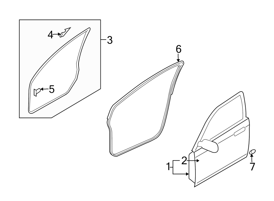 Diagram FRONT DOOR. DOOR & COMPONENTS. for your 2023 Mazda MX-5 Miata 2.0L SKYACTIV M/T RF Grand Touring Convertible 