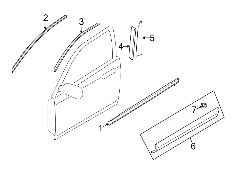 Diagram FRONT DOOR. EXTERIOR TRIM. for your 2006 Mazda MX-5 Miata   