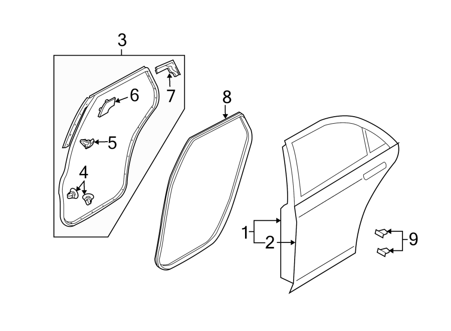 Diagram REAR DOOR. DOOR & COMPONENTS. for your 2019 Mazda MX-5 Miata 2.0L SKYACTIV A/T RF Grand Touring Convertible 