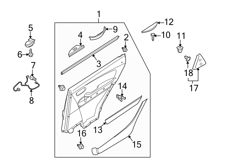 Diagram REAR DOOR. INTERIOR TRIM. for your 2009 Mazda CX-7   