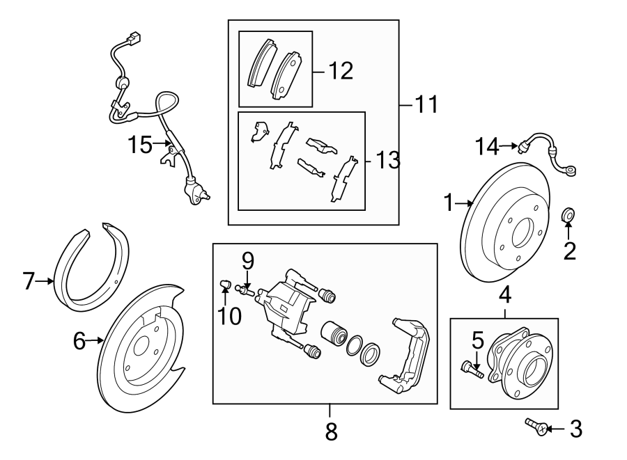 Diagram REAR SUSPENSION. BRAKE COMPONENTS. for your 1990 Mazda MX-6  GT Coupe 