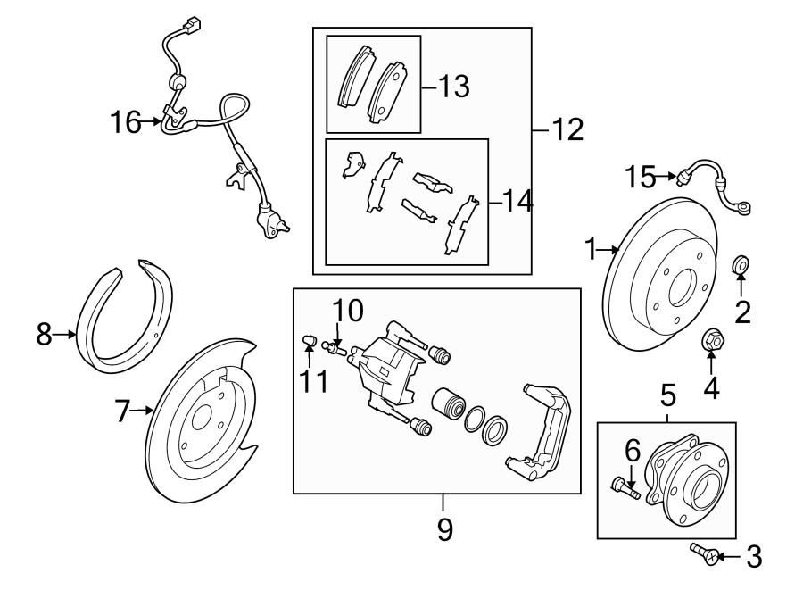 Diagram REAR SUSPENSION. BRAKE COMPONENTS. for your 2015 Mazda CX-5  Touring Sport Utility 