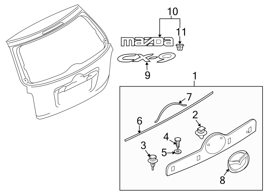 Diagram LIFT GATE. EXTERIOR TRIM. for your 2010 Mazda MX-5 Miata   