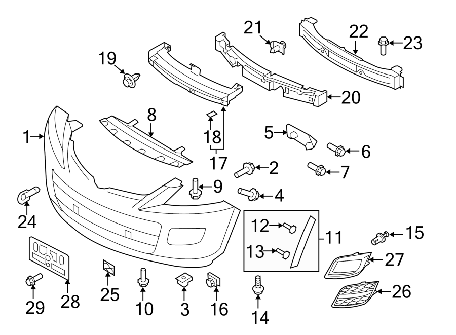 Diagram FRONT BUMPER & GRILLE. BUMPER & COMPONENTS. for your Mazda MX-5 Miata  