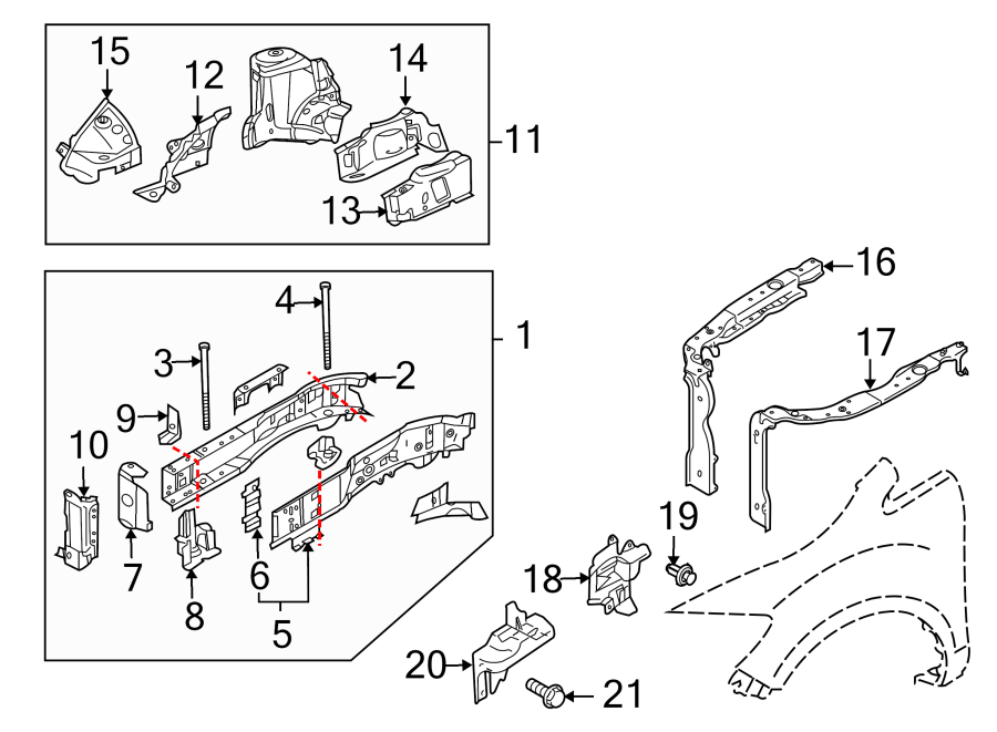 Diagram FENDER. STRUCTURAL COMPONENTS & RAILS. for your 2015 Mazda MX-5 Miata   