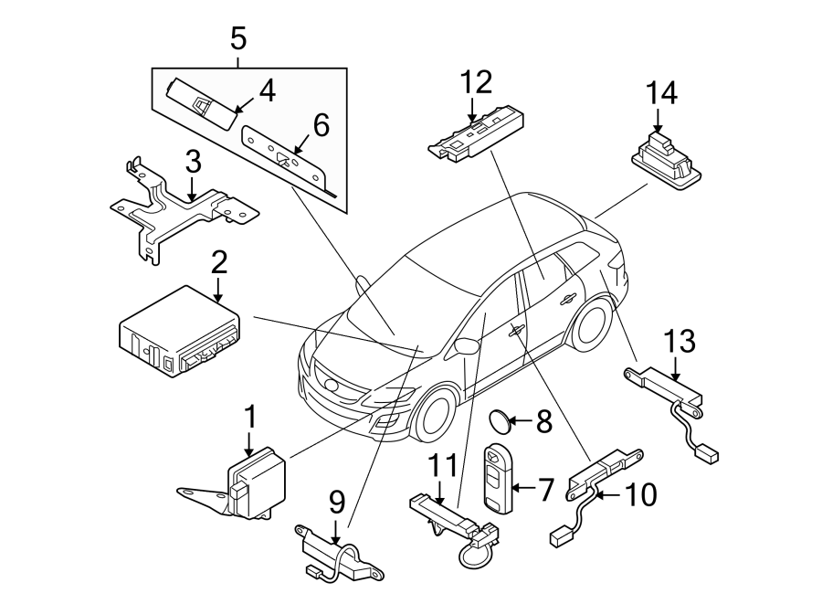 Diagram KEYLESS ENTRY COMPONENTS. for your 2015 Mazda MX-5 Miata   