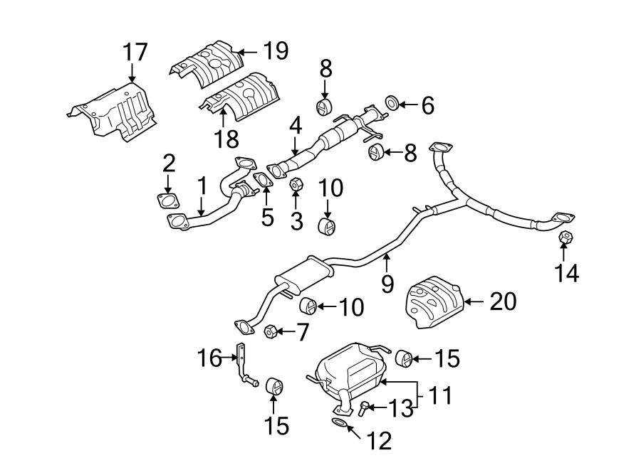 Diagram EXHAUST SYSTEM. EXHAUST COMPONENTS. for your Mazda