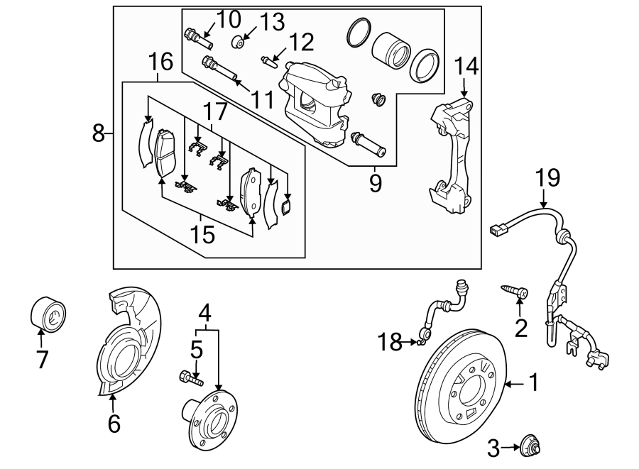 Diagram FRONT SUSPENSION. BRAKE COMPONENTS. for your 2017 Mazda CX-5  Grand Touring Sport Utility 