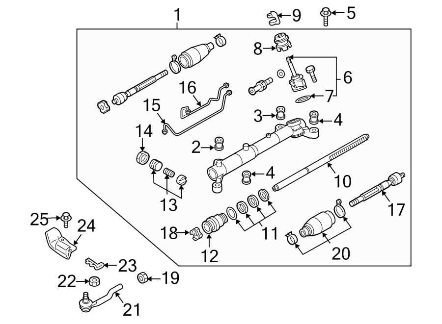 Diagram STEERING GEAR & LINKAGE. for your 2021 Mazda CX-5 2.5L SKYACTIV A/T FWD Carbon Edition Turbo Sport Utility 