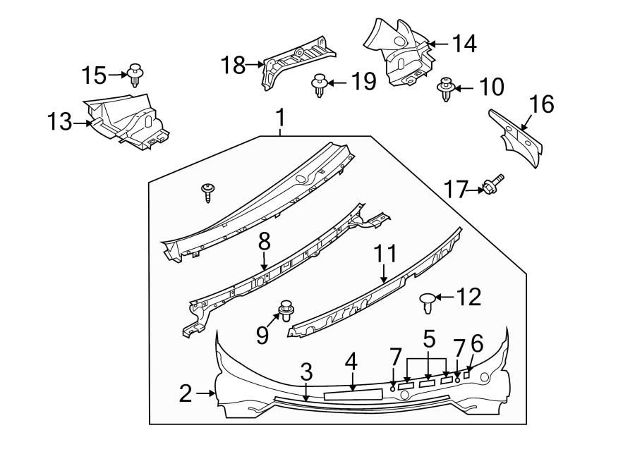 Diagram COWL. for your 1994 Mazda Protege   