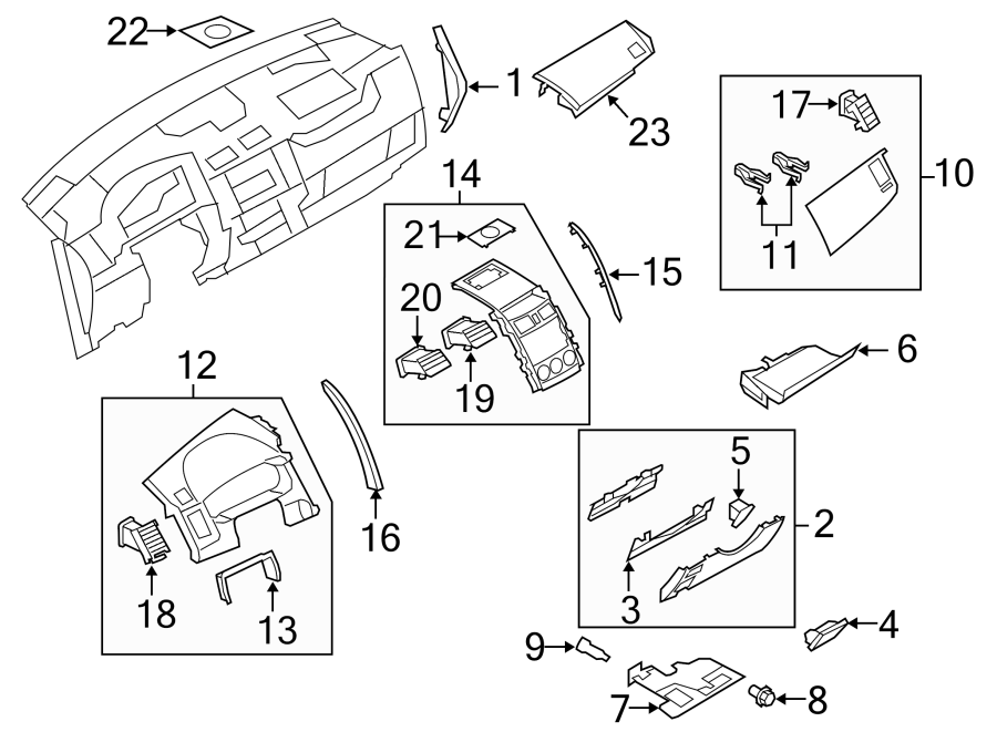 Diagram INSTRUMENT PANEL COMPONENTS. for your 2009 Mazda MX-5 Miata  SV Convertible 