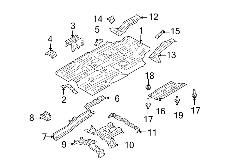 Diagram PILLARS. ROCKER & FLOOR. FLOOR & RAILS. for your 2011 Mazda CX-9   