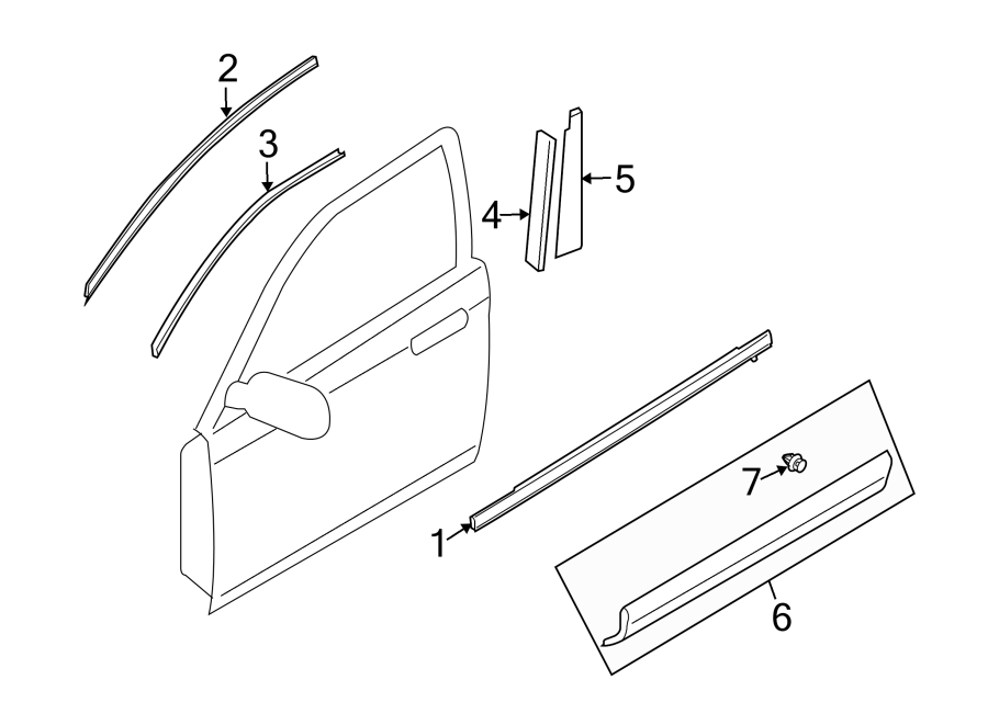 Diagram FRONT DOOR. EXTERIOR TRIM. for your 2017 Mazda CX-5  Touring Sport Utility 