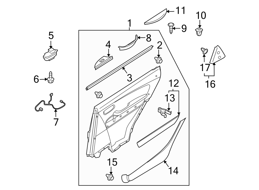 Diagram REAR DOOR. INTERIOR TRIM. for your Mazda CX-9  