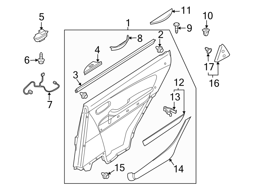 Diagram REAR DOOR. INTERIOR TRIM. for your Mazda CX-9  