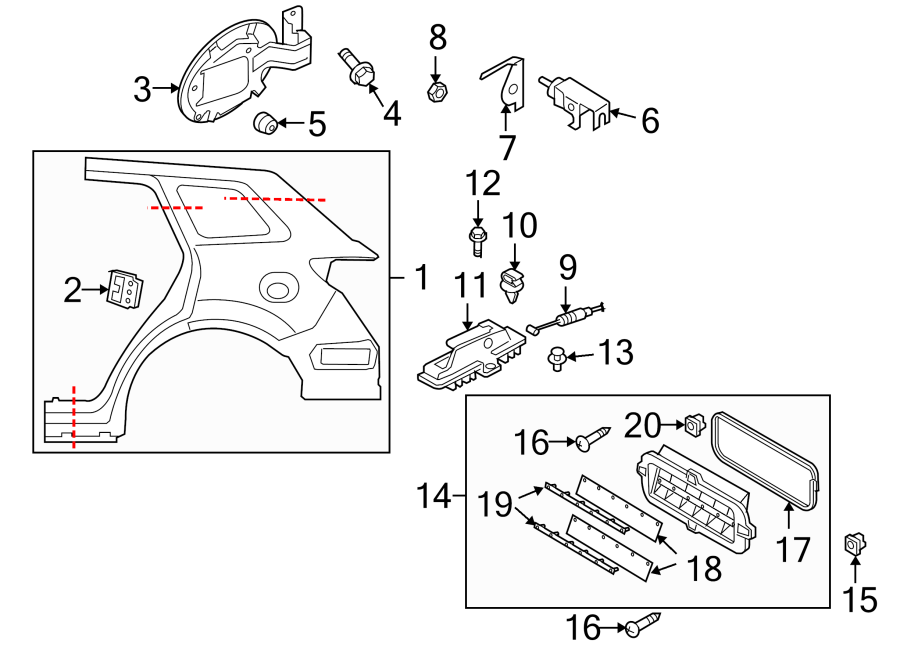 Diagram QUARTER PANEL & COMPONENTS. for your 2024 Mazda MX-5 Miata   