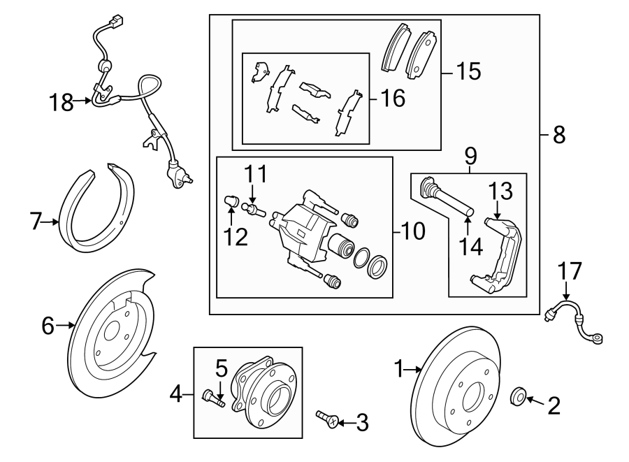 Diagram REAR SUSPENSION. BRAKE COMPONENTS. for your 2020 Mazda CX-5  Grand Touring Sport Utility 