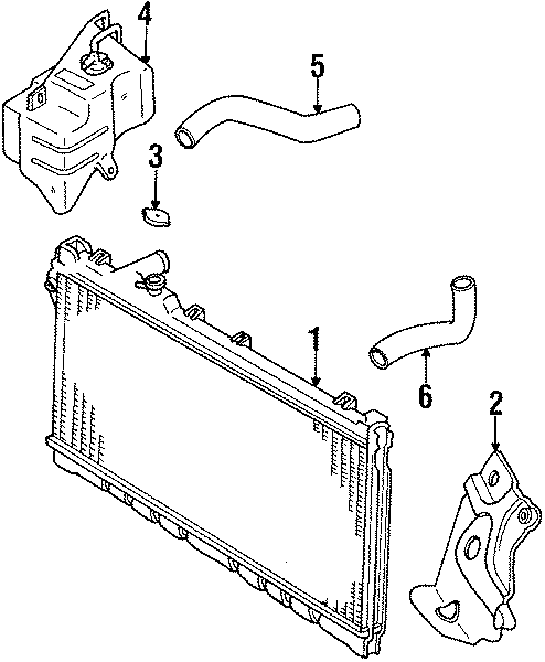 Diagram RADIATOR & COMPONENTS. for your 1995 Mazda Protege  ES Sedan 