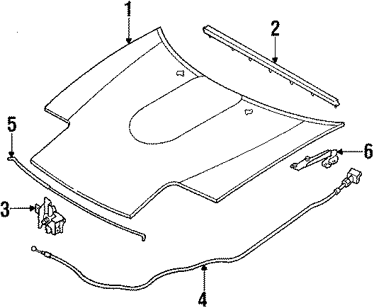 Diagram HOOD & COMPONENTS. for your 1997 Mazda MIATA  M Edition Convertible 