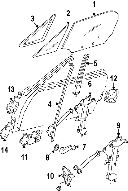 Diagram DOOR. GLASS & HARDWARE. for your 1997 Mazda MIATA   