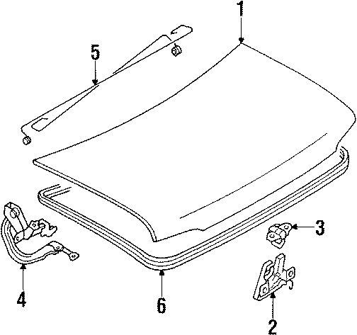 Diagram TRUNK LID. LID & COMPONENTS. for your Mazda CX-30  