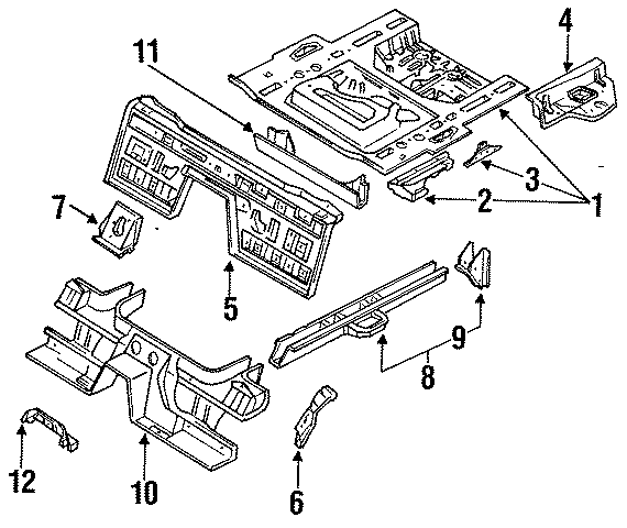 Diagram REAR BODY & FLOOR. REAR FLOOR & RAILS. for your 2024 Mazda CX-5   