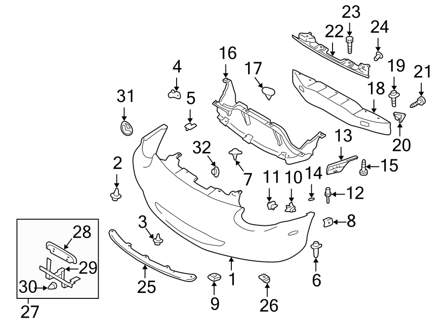 Diagram FRONT BUMPER. BUMPER & COMPONENTS. for your 2007 Mazda MX-5 Miata   