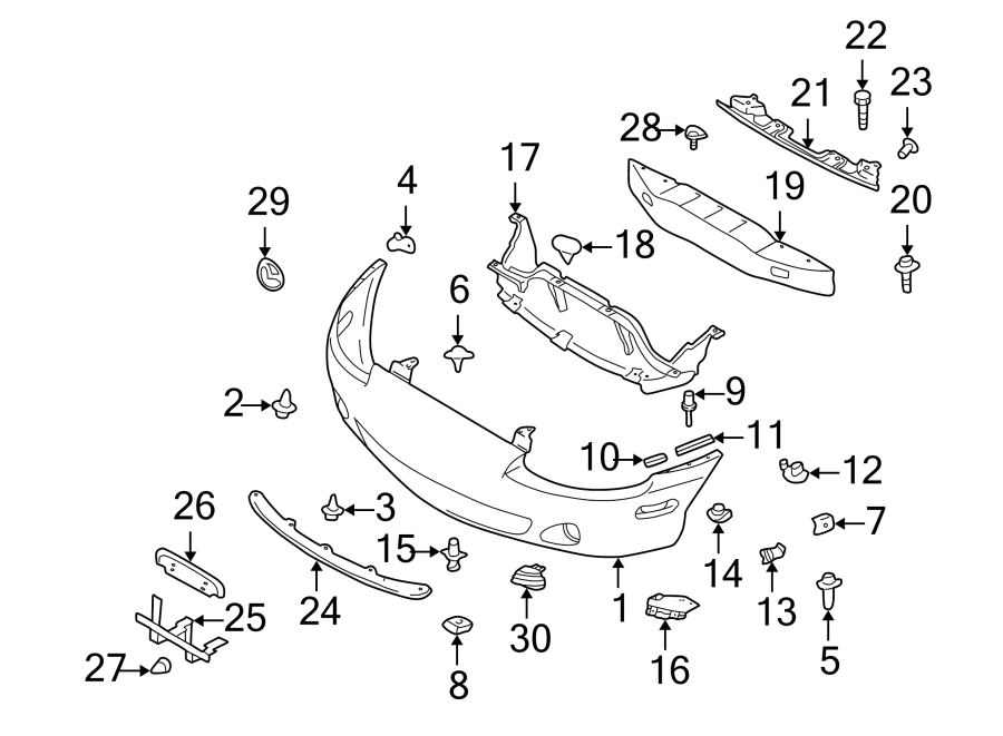 Diagram FRONT BUMPER. BUMPER & COMPONENTS. for your Mazda MX-5 Miata  