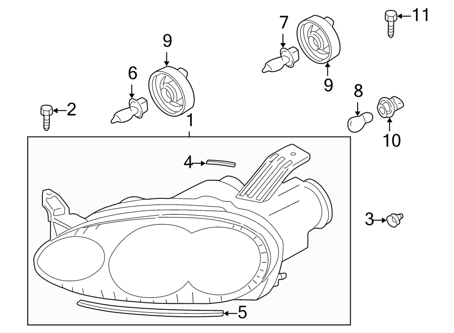 Diagram FRONT LAMPS. HEADLAMP COMPONENTS. for your 2010 Mazda MX-5 Miata   