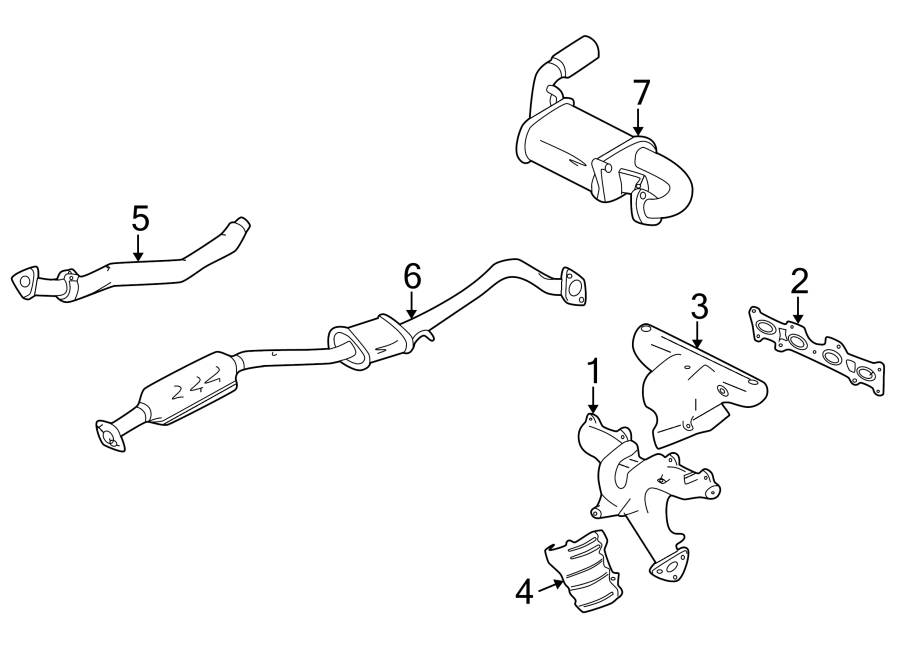 Diagram EXHAUST SYSTEM. EXHAUST COMPONENTS. for your 1999 Mazda 626   