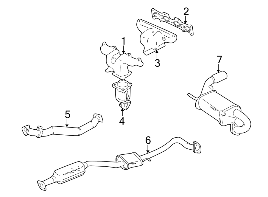 Diagram EXHAUST SYSTEM. EXHAUST COMPONENTS. for your 2000 Mazda 626   