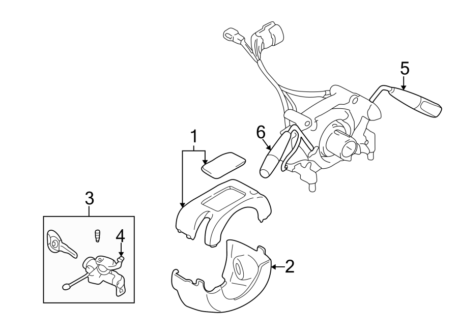 Diagram STEERING COLUMN. SHROUD. SWITCHES & LEVERS. for your 1988 Mazda B2200   