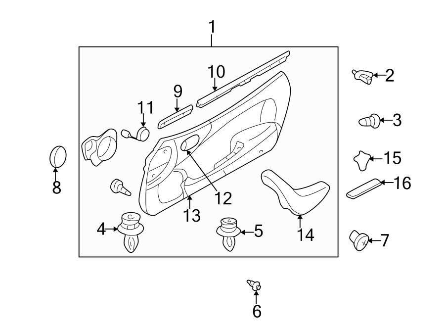 Diagram DOOR. INTERIOR TRIM. for your 2014 Mazda 3   