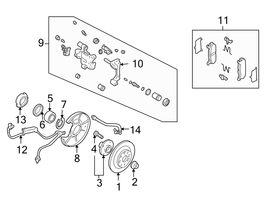 Diagram REAR SUSPENSION. BRAKE COMPONENTS. for your 1990 Mazda MX-6  GT Coupe 