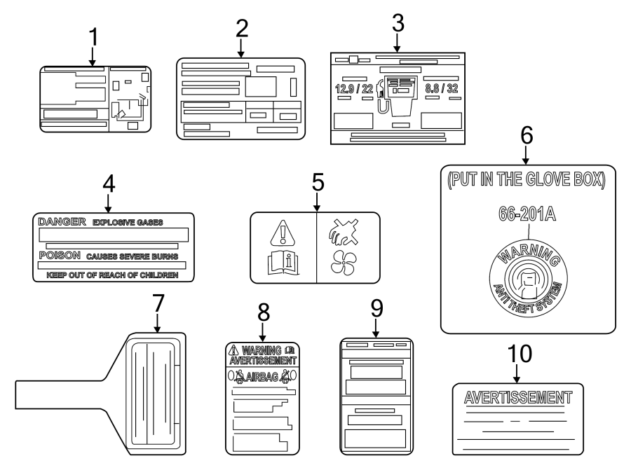 Diagram INFORMATION LABELS. for your Mazda