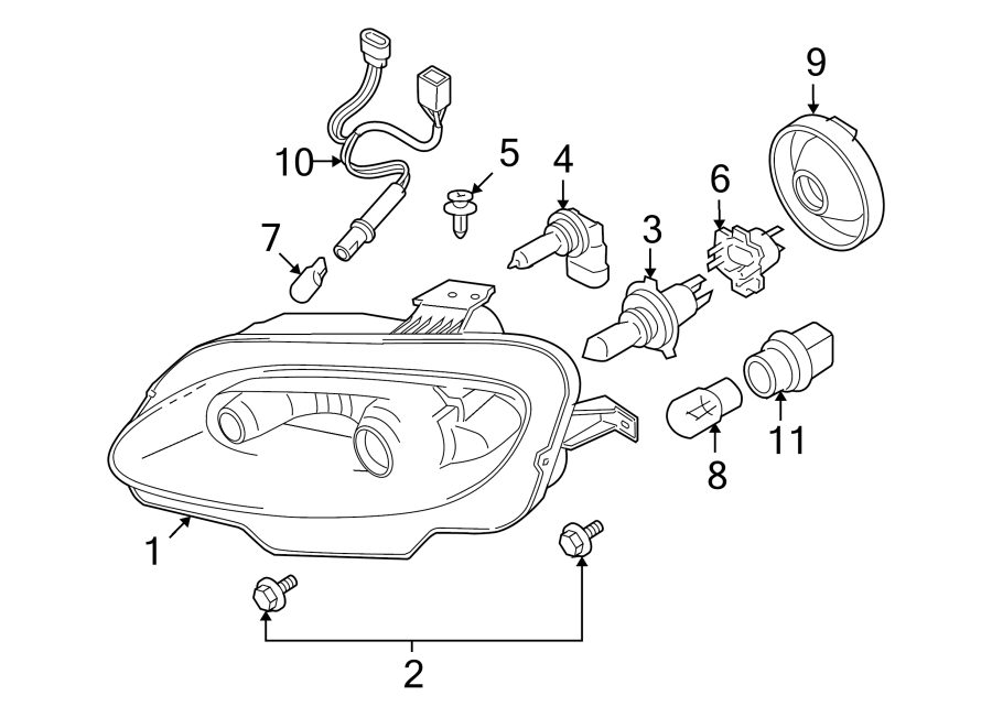 Diagram FRONT LAMPS. HEADLAMP COMPONENTS. for your 2021 Mazda MX-5 Miata   