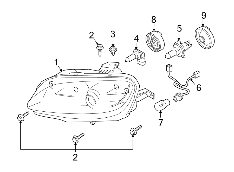 Diagram FRONT LAMPS. HEADLAMP COMPONENTS. for your 2019 Mazda MX-5 Miata   