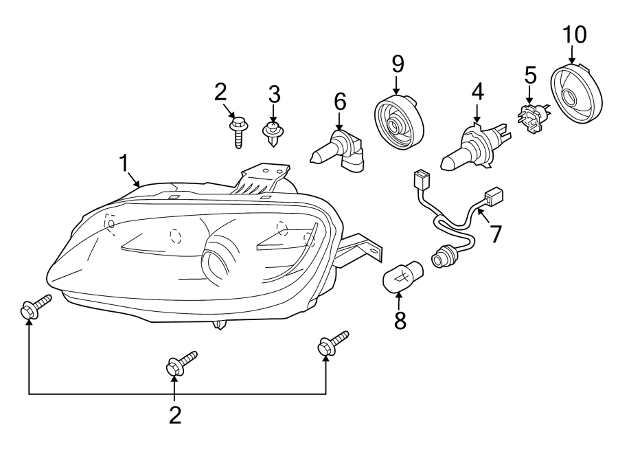 Diagram FRONT LAMPS. HEADLAMP COMPONENTS. for your 2006 Mazda MX-5 Miata  Touring Convertible 