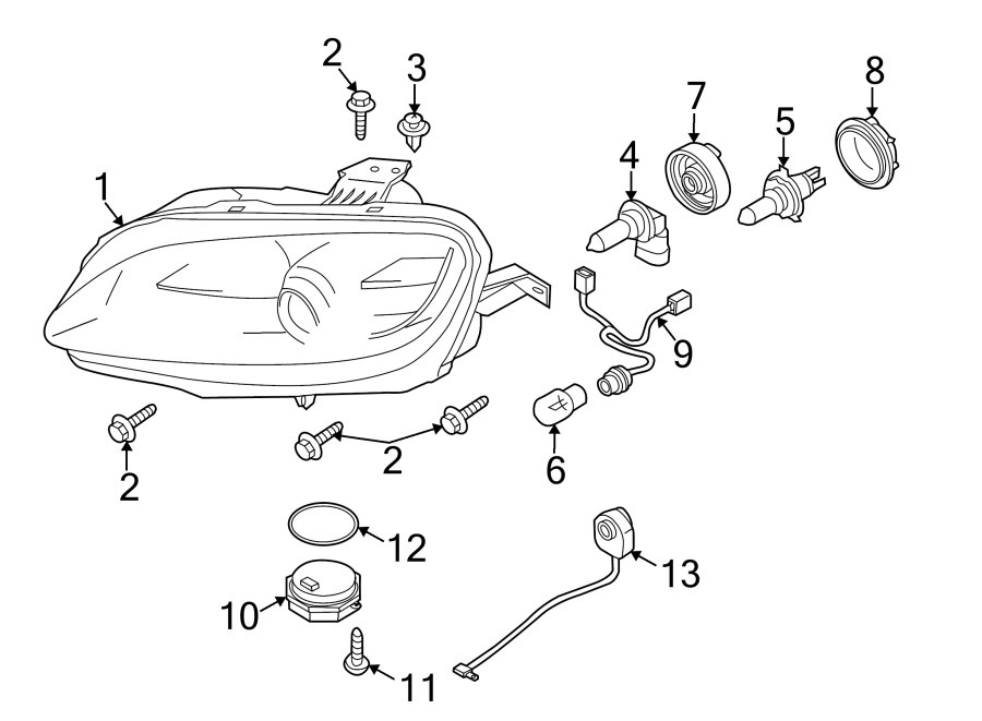 Diagram FRONT LAMPS. HEADLAMP COMPONENTS. for your 2013 Mazda MX-5 Miata   