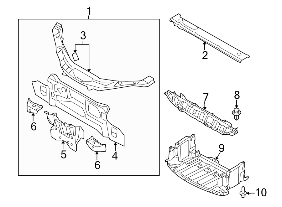 Diagram RADIATOR SUPPORT. for your Mazda