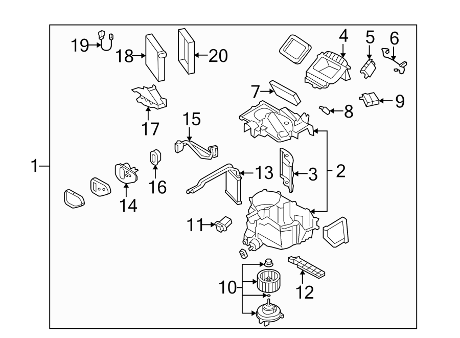 Diagram AIR CONDITIONER & HEATER. EVAPORATOR COMPONENTS. for your 2015 Mazda CX-9   