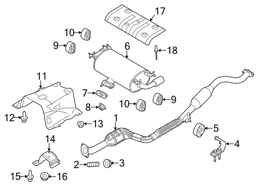 Diagram EXHAUST SYSTEM. EXHAUST COMPONENTS. for your Mazda