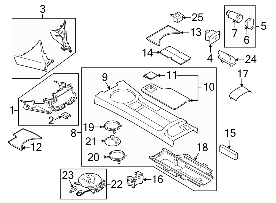 Diagram CENTER CONSOLE. for your 2015 Mazda MX-5 Miata  Club Convertible 