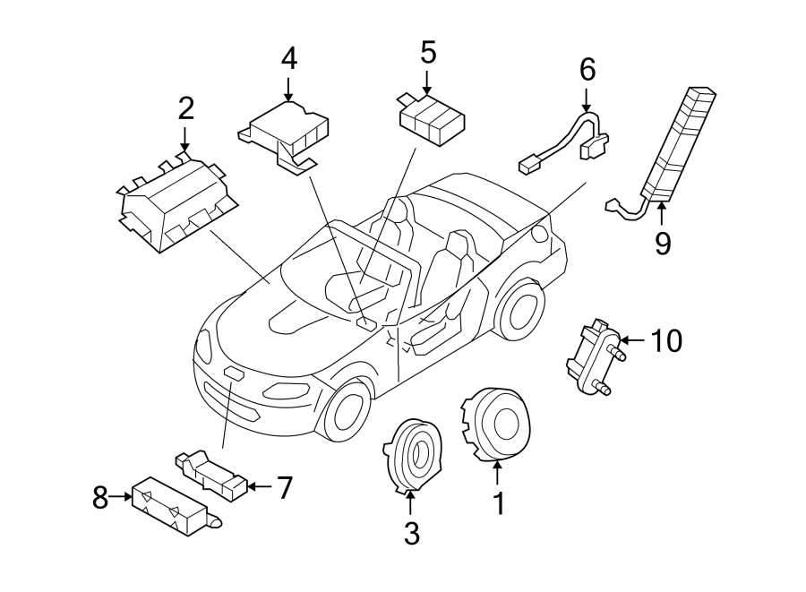 Diagram RESTRAINT SYSTEMS. AIR BAG COMPONENTS. for your 2008 Mazda MX-5 Miata  Touring Convertible 