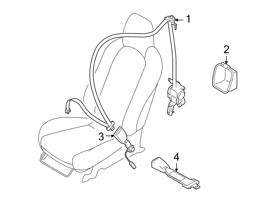 Diagram RESTRAINT SYSTEMS. FRONT SEAT BELTS. for your Mazda