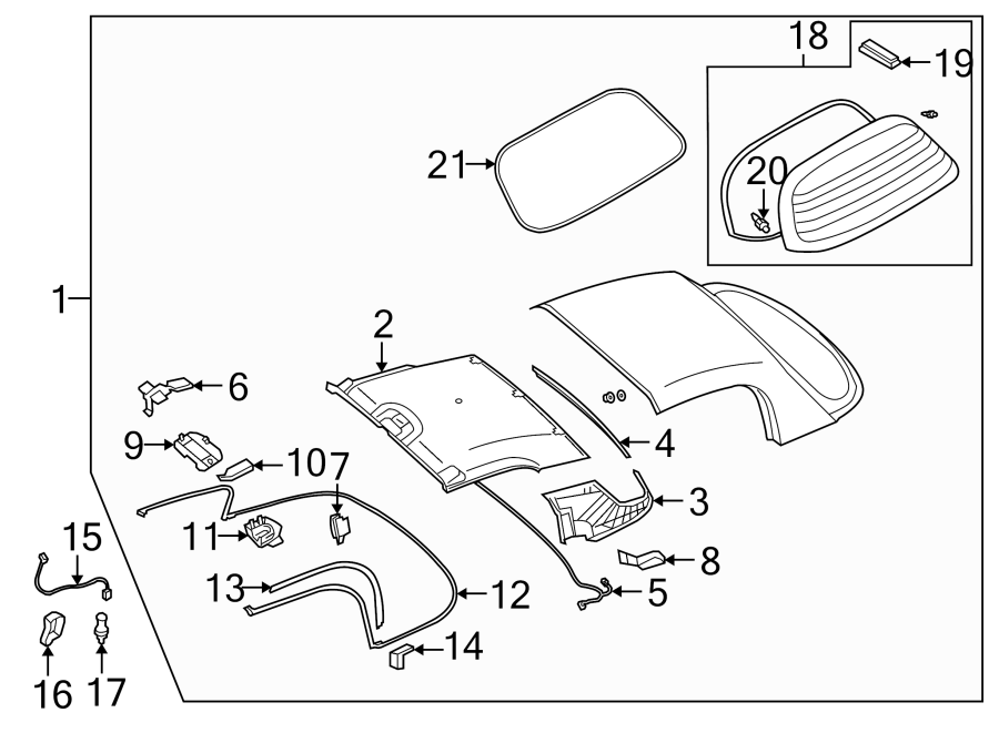 Diagram REMOVABLE TOP. GLASS. TOP & COMPONENTS. for your 2015 Mazda MX-5 Miata   